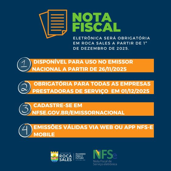 Atenção, empresas! Roca Sales inicia uso obrigatório da NFS-e Nacional em dezembro de 2025
