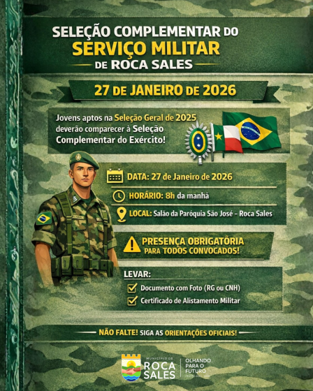 Seleção Complementar do Serviço Militar acontecerá em 27 de janeiro!